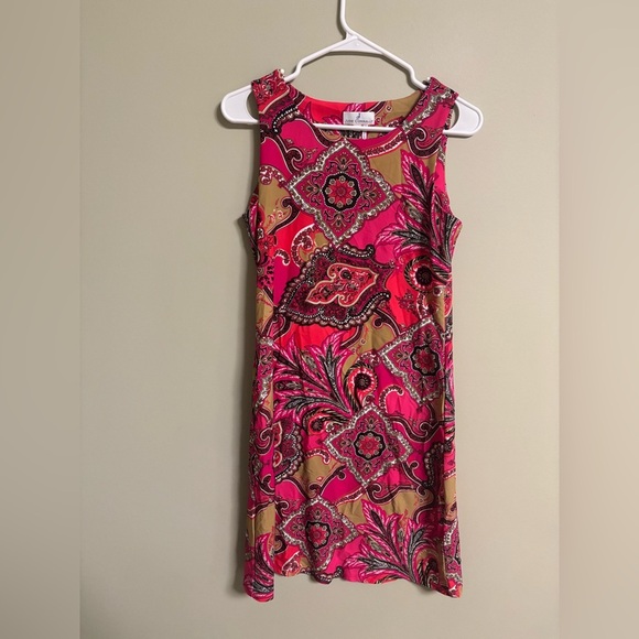 Jude Connally Sleeveless Pink Coral Paisley Print Jude Cloth Shift Dress Small - Picture 1 of 7